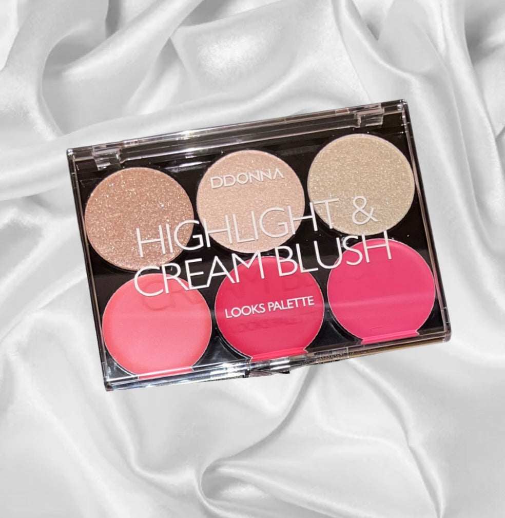 PALETTE TEINT HIGHLIGHT ET BLUSH CREME D'DONNA